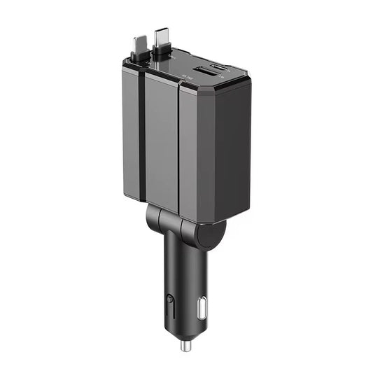 Încărcător Auto 4 în 1 Cu Cablu USB Retractabil